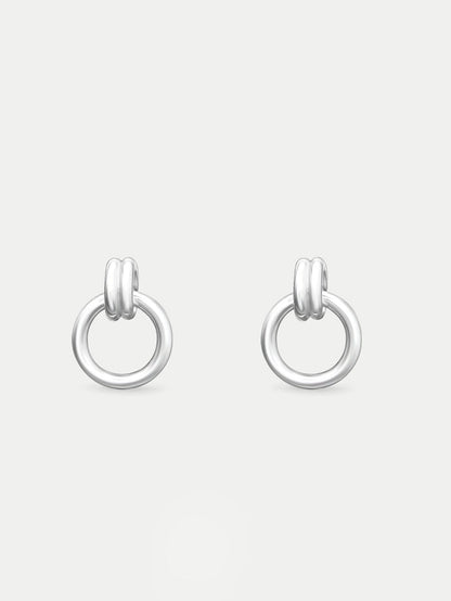 Sterling Silver Hanging Round Ear Studs | Silver-Image 1