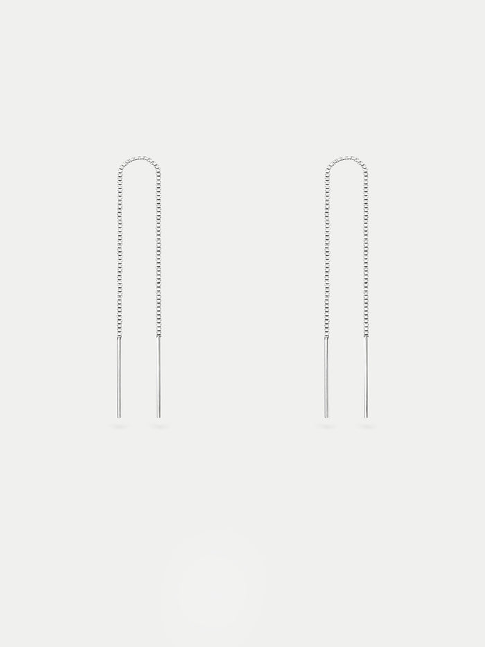 Sterling Silver Thread Through Drop Earring | Silver-Image 1