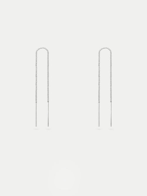 Sterling Silver Thread Through Drop Earring | Silver-Image 1