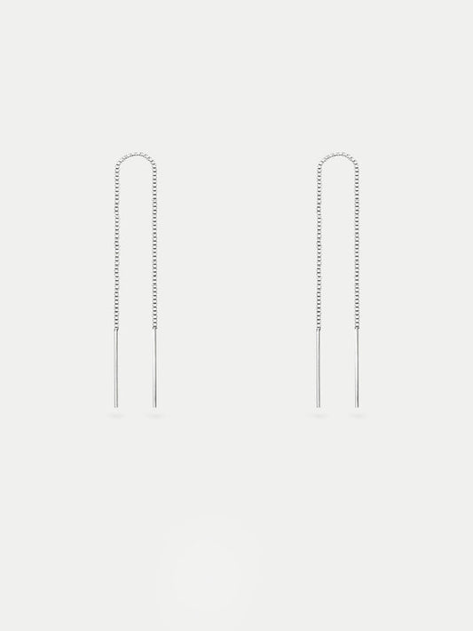 Sterling Silver Thread Through Drop Earring | Silver-Image 1
