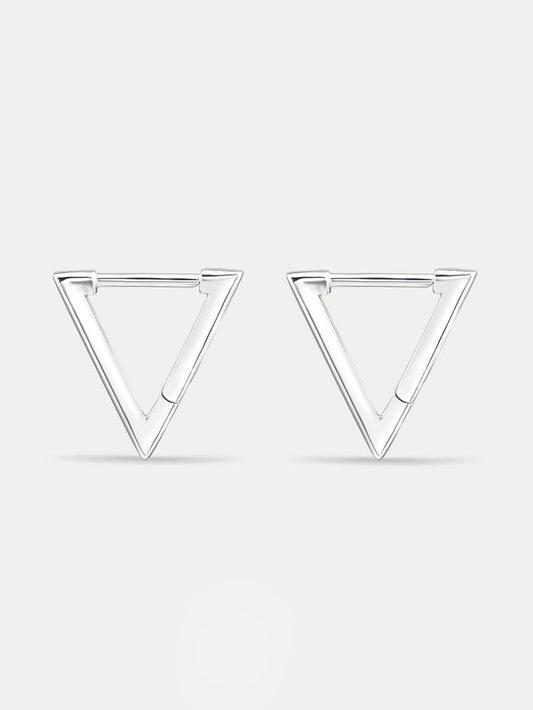 Sterling Silver Triangle Huggie Hoop Earrings | Silver-Image 1