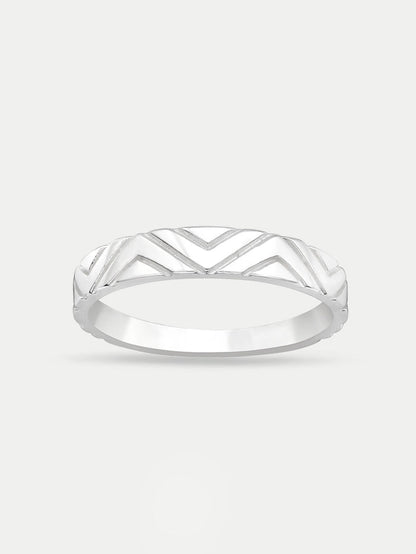 Sterling Silver Zigzag Band Ring | Silver-Image 1