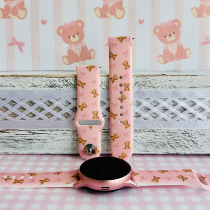 Sugar Bear Crush Print Silicone Band For Samsung Watch â exchanges or store credit) Style Notes Palette: blush pink, honey-brown teddy, soft cream accents.