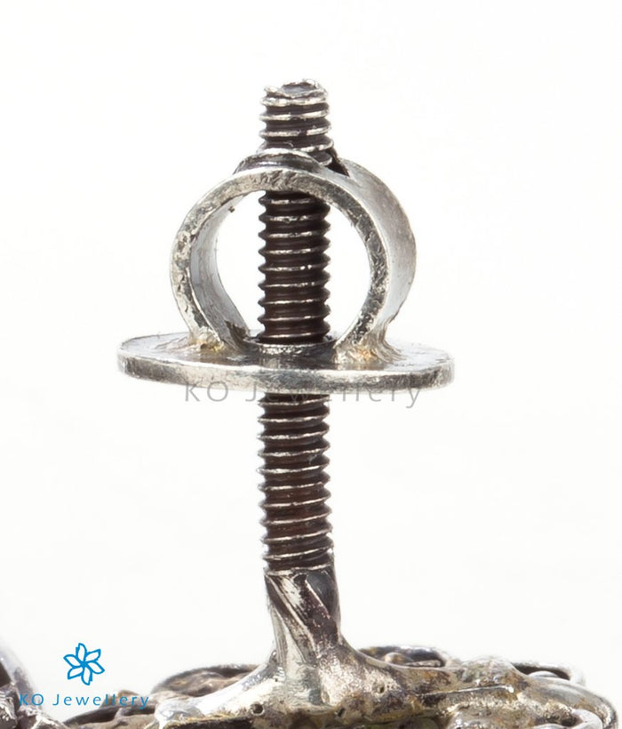 The Kankana Silver Earrings Oxidised (Red/White/Oxidised)