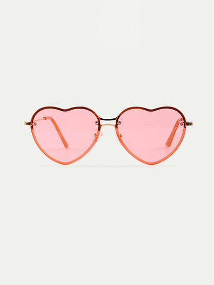 Thin Heart Frame Sunglasses | Pink-Image 1