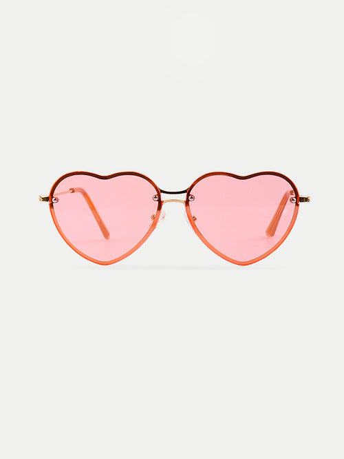 Thin Heart Frame Sunglasses | Pink-Image 1