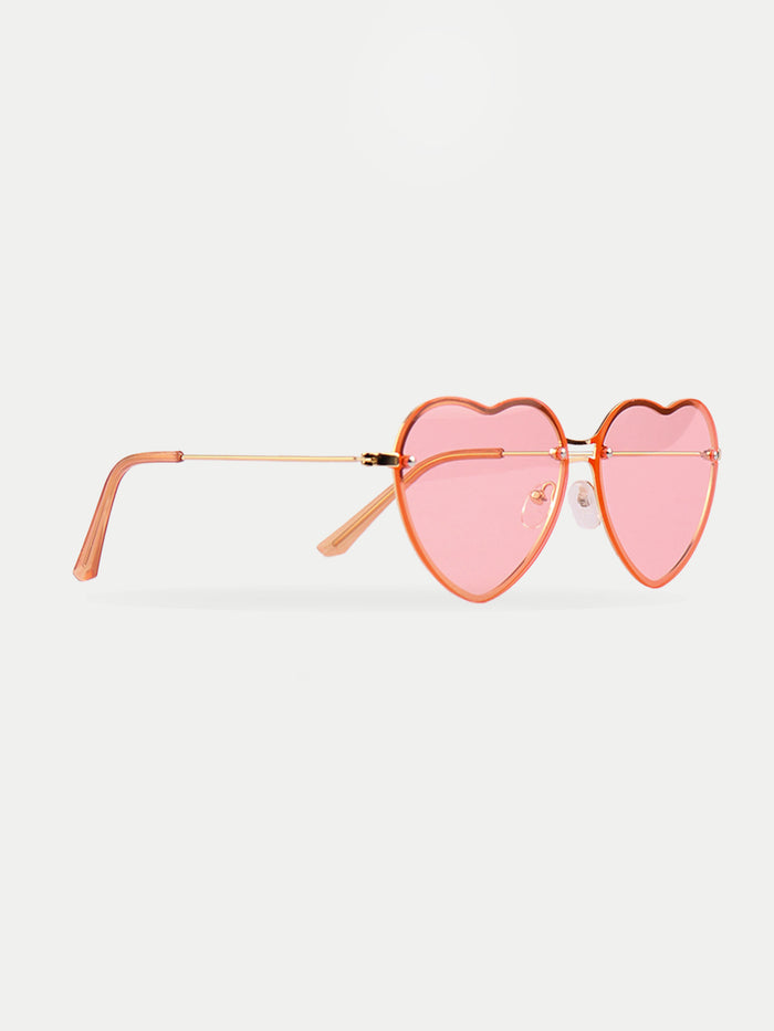 Thin Heart Frame Sunglasses | Pink-Image 2
