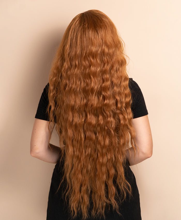 vegan fiber mermaid waves wig - 32" ginger.
