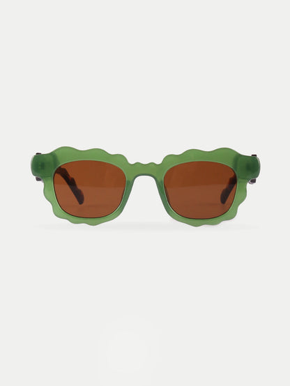 Wavy Square Sunglasses | Green-Image 1