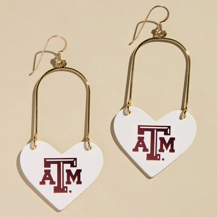 White Texas A&M Heartthrob Earrings
