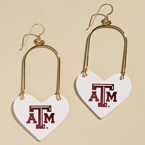 White Texas A&M Heartthrob Earrings