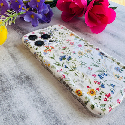 Wildflowers MagSafe iPhone case with botanical wildflower garden and stems by Fancy Bands